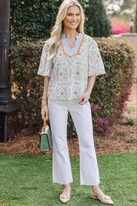 Spring Stroll Blue Medallion Blouse