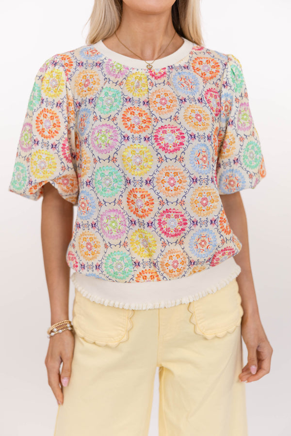 Lighthearted Living Pink Embroidered Blouse