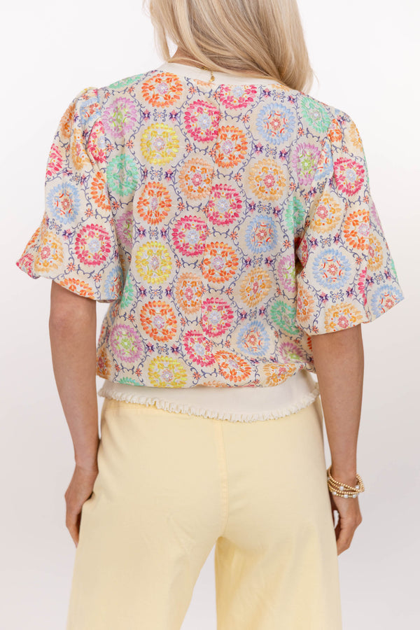 Lighthearted Living Pink Embroidered Blouse