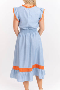 Sweet On Saturdays Blue Embroidered Midi Dress