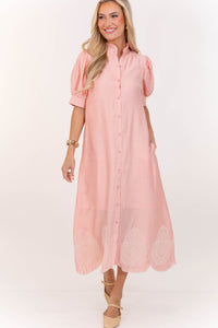 Willow & Sun Blush Embroidered Midi Dress
