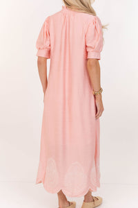 Willow & Sun Blush Embroidered Midi Dress