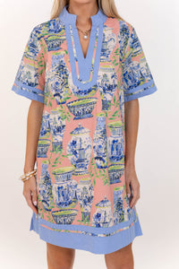 Morning Light Coral Abstract Dress