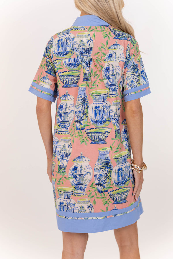 Morning Light Coral Abstract Dress