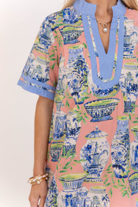 Morning Light Coral Abstract Dress