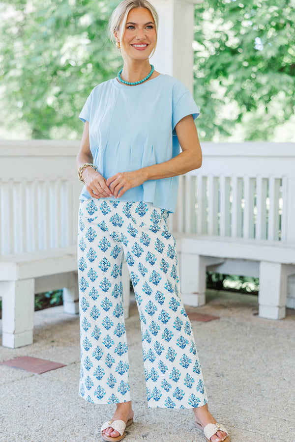 Sweet Daydream Light Blue Pleated Tee