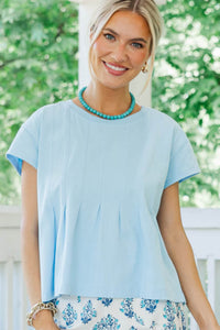 Sweet Daydream Light Blue Pleated Tee