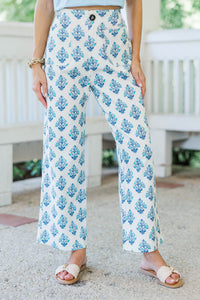 Sunday Smiles Blue Medallion Wide Leg Jeans