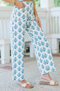 Sunday Smiles Blue Medallion Wide Leg Jeans