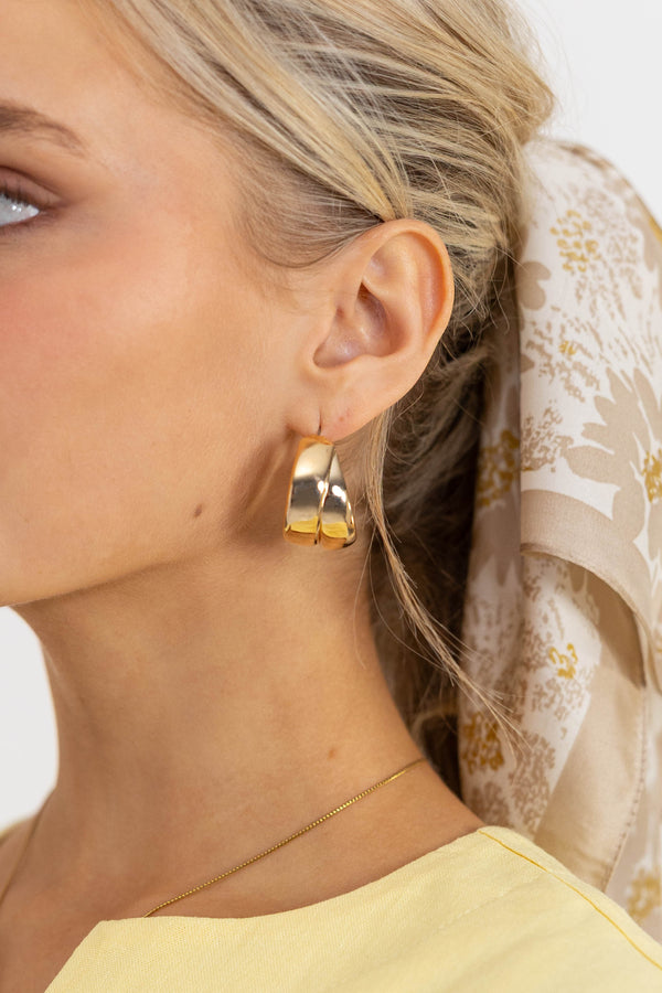 Classic Glow Gold Double Hoop Earrings