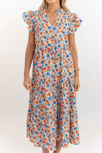 Real Love Orange Floral Midi Dress