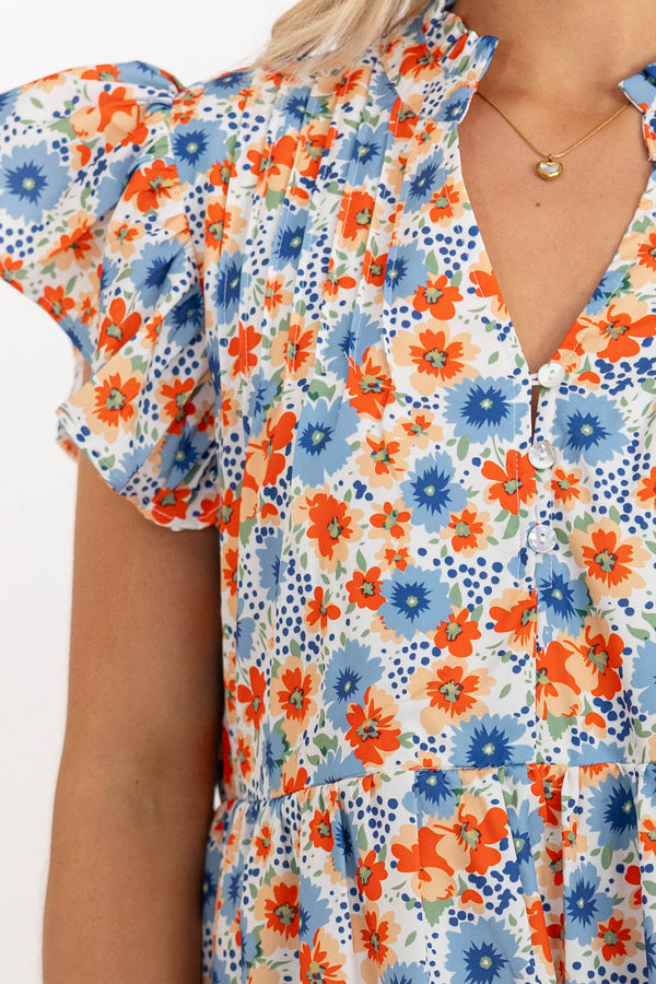 Real Love Orange Floral Midi Dress