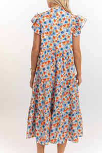 Real Love Orange Floral Midi Dress