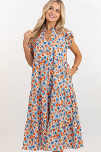Real Love Orange Floral Midi Dress