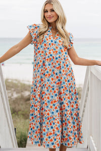 Real Love Orange Floral Midi Dress