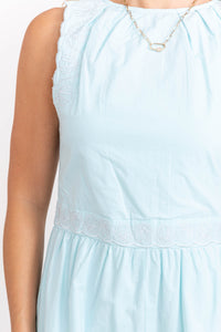 In A Playful Way Light Blue Embroidered Romper