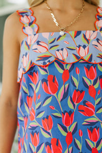 So Very You Navy Floral Scalloped Set