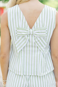 Ready When You Are Mint Striped Bow Back Set