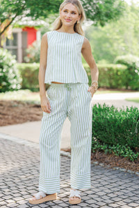Ready When You Are Mint Striped Bow Back Set