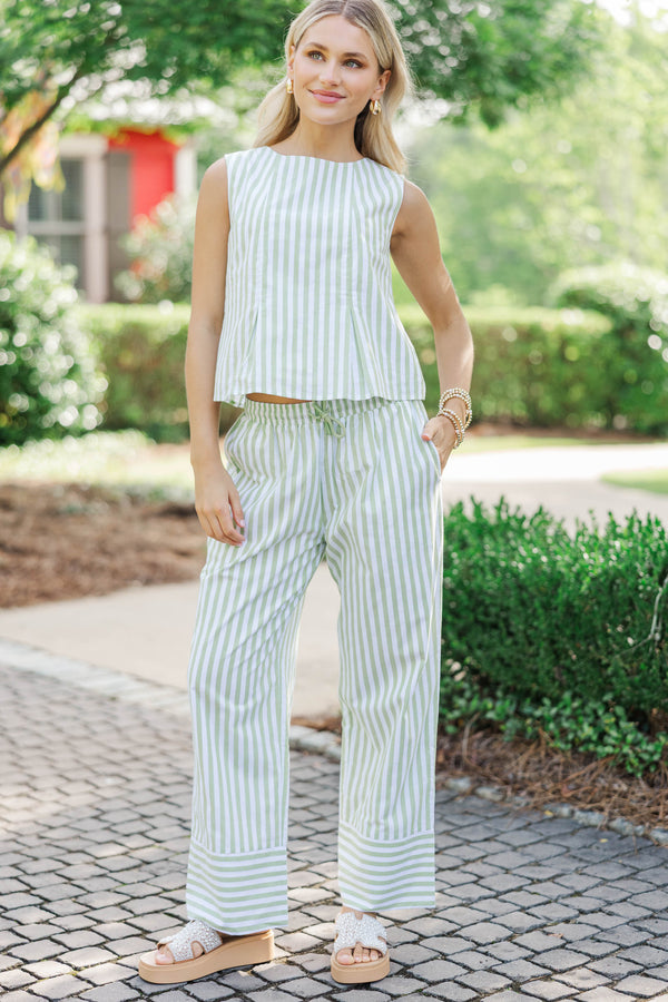 Ready When You Are Mint Striped Bow Back Set