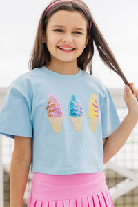 Girls: Summertime Fun Light Blue Sequin Ice Cream Top