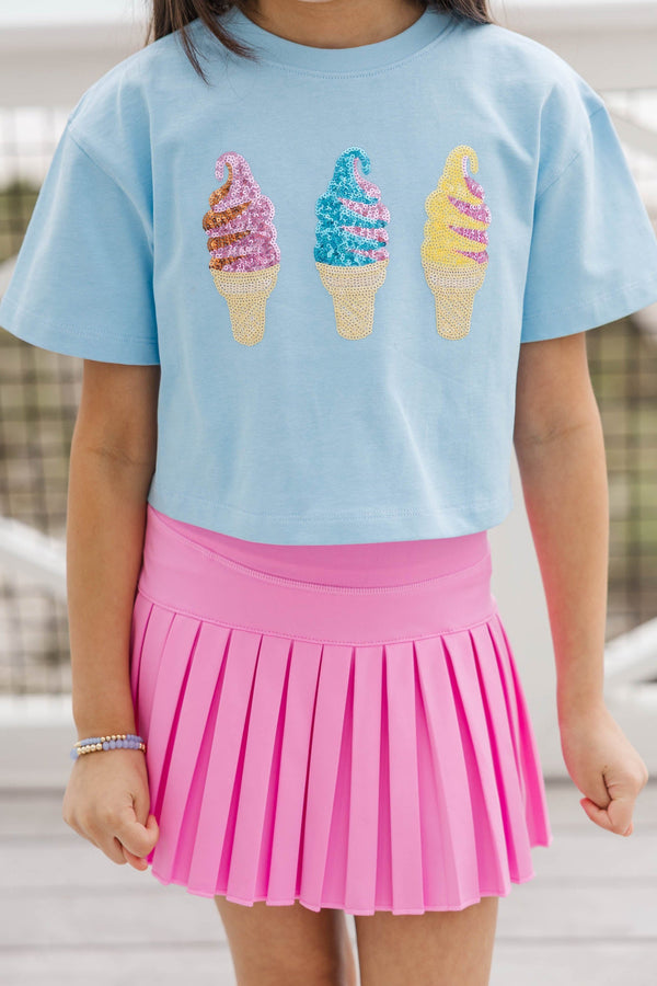 Girls: Summertime Fun Light Blue Sequin Ice Cream Top