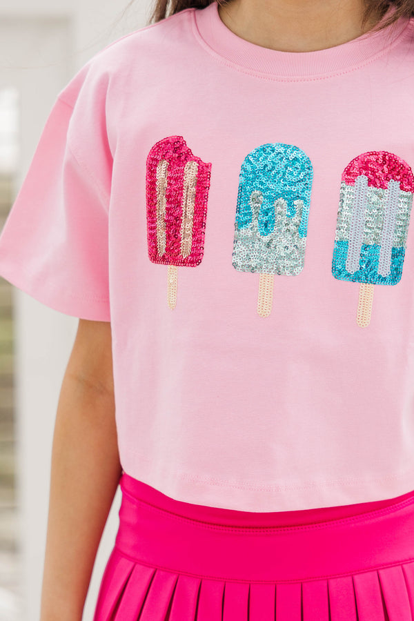 Girls: Summertime Fun Blush Sequin Popsicles Top