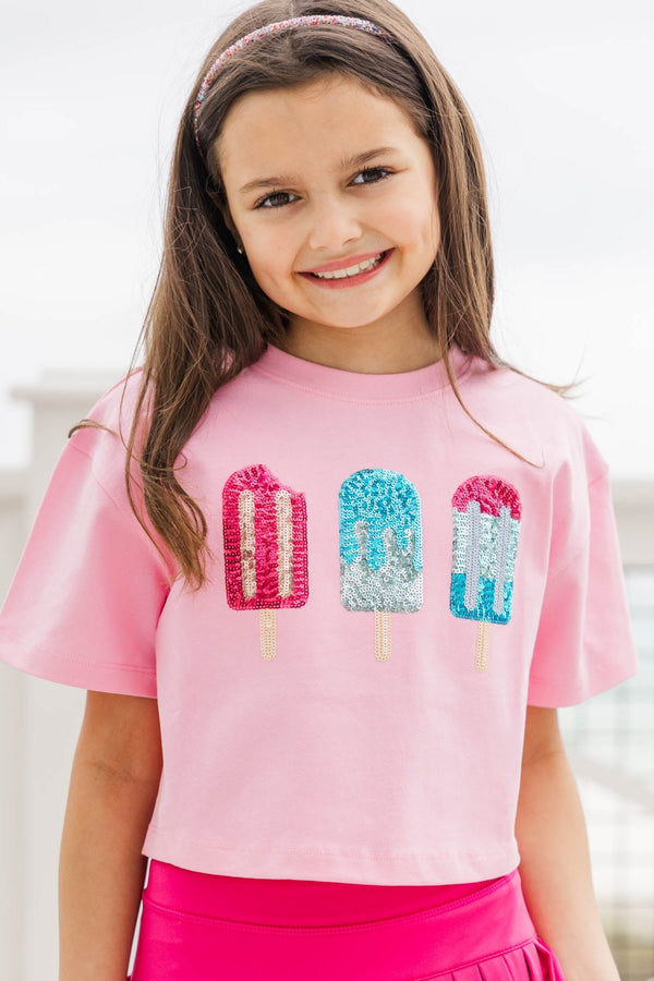 Girls: Summertime Fun Blush Sequin Popsicles Top