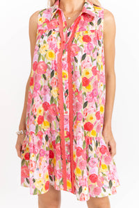 By The Minute Pink Floral Scalloped Dress