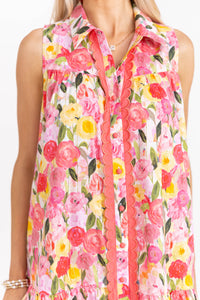 By The Minute Pink Floral Scalloped Dress