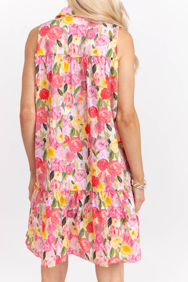 By The Minute Pink Floral Scalloped Dress