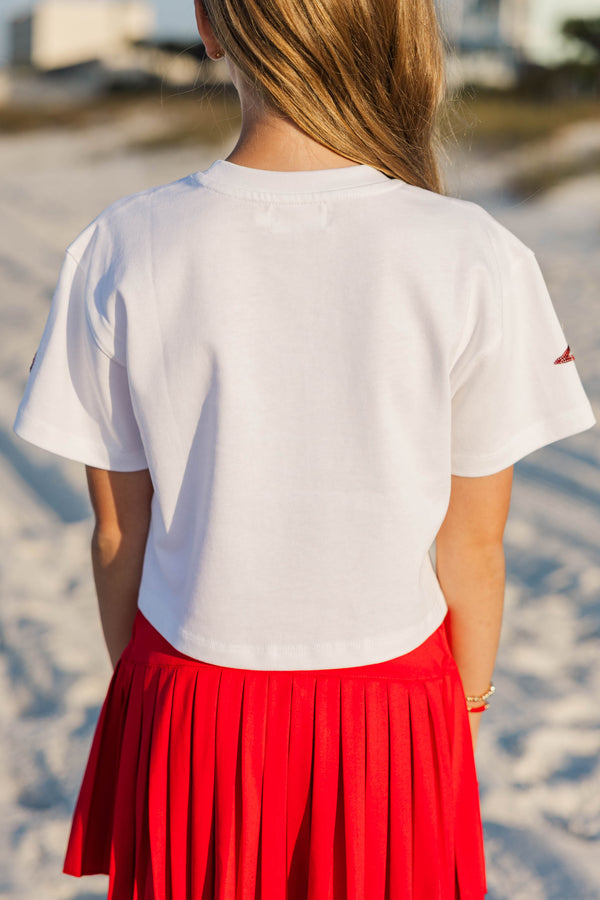 Girls: Fireworks And Fun White Sequin American Cowgirl Top