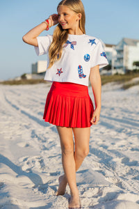 Girls: Fireworks And Fun White Sequin American Cowgirl Top