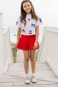 Girls: Fireworks And Fun White Sequin Patriotic Ice Cream Top