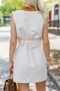Behind The Scenes Cream & Brown Dress