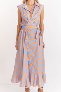 Simply The Best Orange Striped Midi Dress