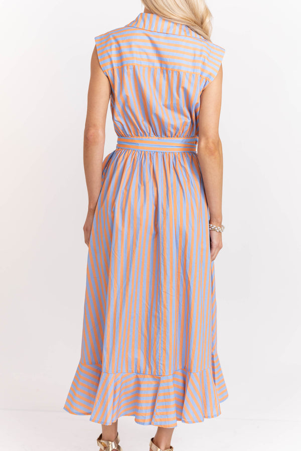 Simply The Best Orange Striped Midi Dress