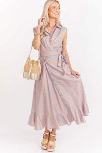 Simply The Best Orange Striped Midi Dress