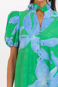 Nothing But Smiles Green Large Floral Midi Dress