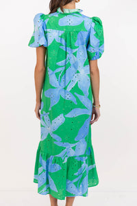 Nothing But Smiles Green Large Floral Midi Dress