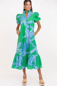 Nothing But Smiles Green Large Floral Midi Dress