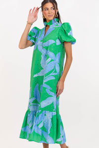 Nothing But Smiles Green Large Floral Midi Dress