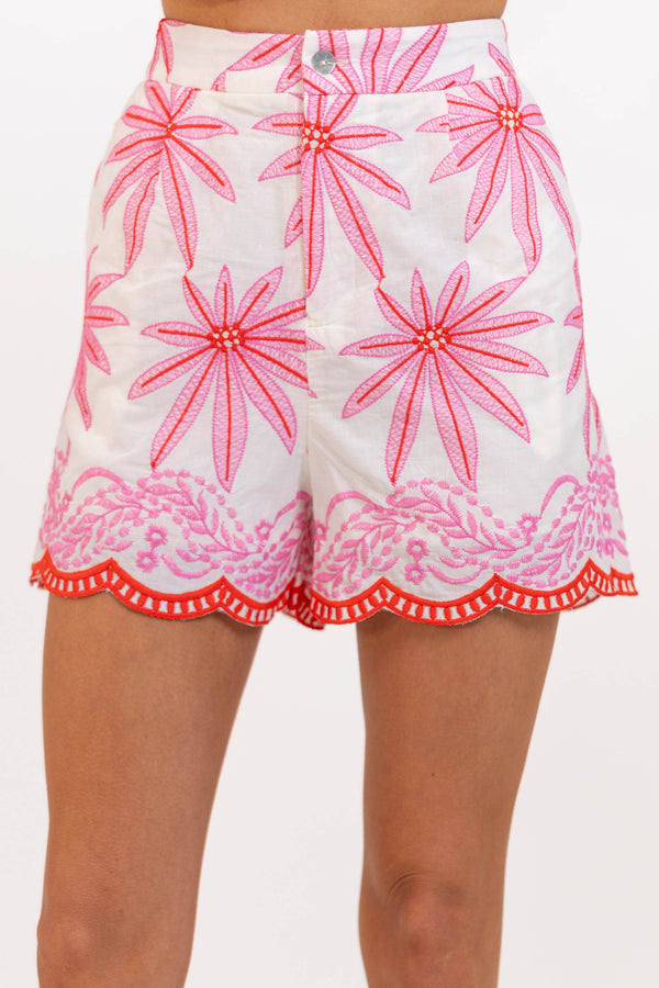 All The Sweetness Pink Large Floral Shorts