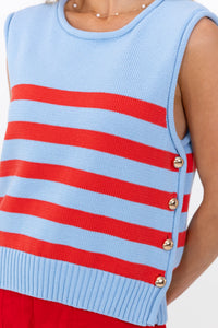 Smiling Inside Blue Striped Sweater