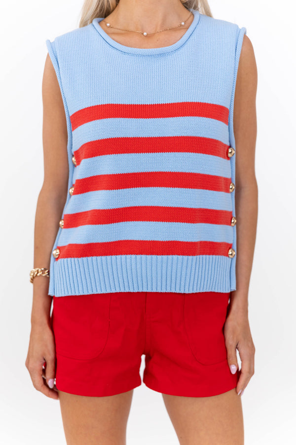 Smiling Inside Blue Striped Sweater