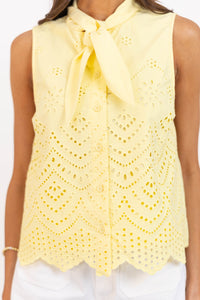 Just Because You Can Yellow Eyelet Tank