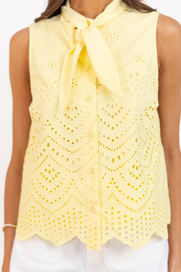 Just Because You Can Yellow Eyelet Tank