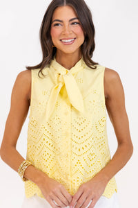 Just Because You Can Yellow Eyelet Tank