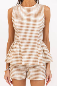 So Much Yes Taupe Striped Tank