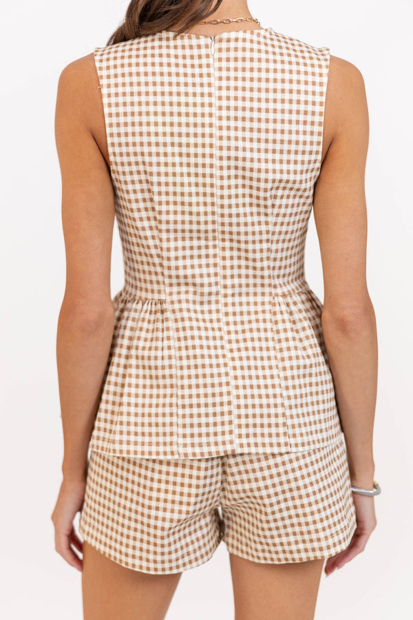 So Much Yes Taupe Striped Tank